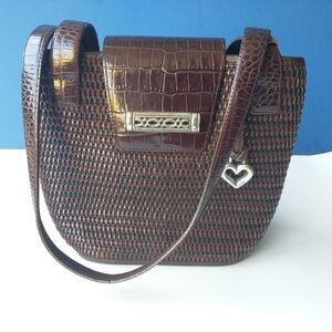 Brighton Brown Basket Weave #181051 Leather Shoulder Bag